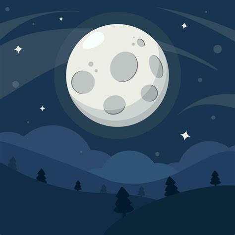 Vector cartoon of moon and stars landscape, night sky 35057754 Vector ...