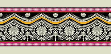 Seamless Paisley Flower Border Design. Textile Digital Ikat Ethnic ...