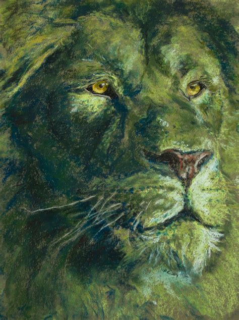 Green Lion A Colourful Animal Portrait in Soft Pastels by Pamela Ruddy ...