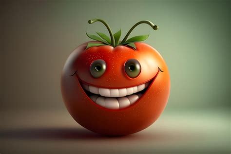 Premium AI Image | Tomato cartoon character Smiling healthy character