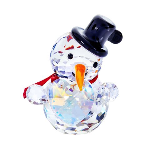 Crystal Snowman Figurine wearing Top Hat | Preciosa Snowman Figurine