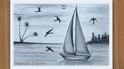 Simple Boat Pencil Drawing