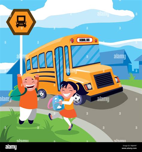 School Bus Stop Cartoon