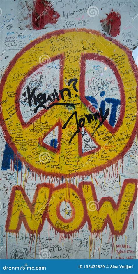 Now Peace Graffiti Sign on the Berlin Wall Stock Image - Image of background, protest: 135432829