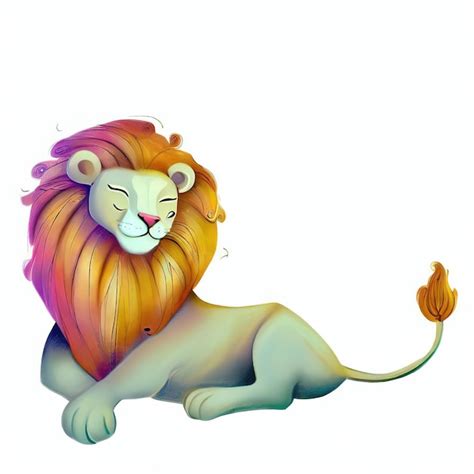 Premium AI Image | A colorful lion with a yellow mane and a pink mane.