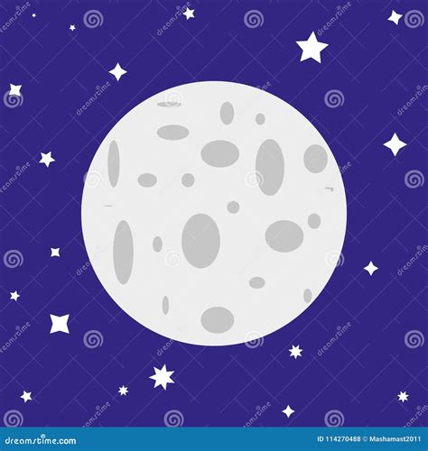 Cartoon Moon in the Night Sky Stock Vector - Illustration of full, moon ...