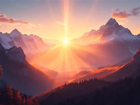 Premium Photo | Sunrise sunset in mountains fabulous landscape of mountain of the sun illuminate ...