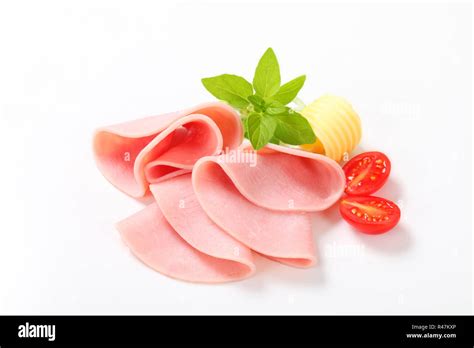 Thin slices of ham Stock Photo - Alamy