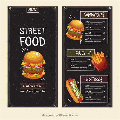 Free Vector | Street food menu template