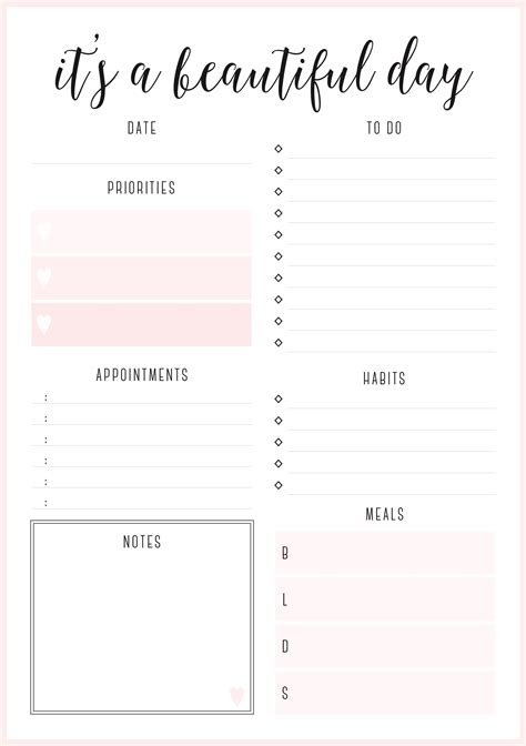 Beautiful daily planners - FREE printables | Daily planner template ...