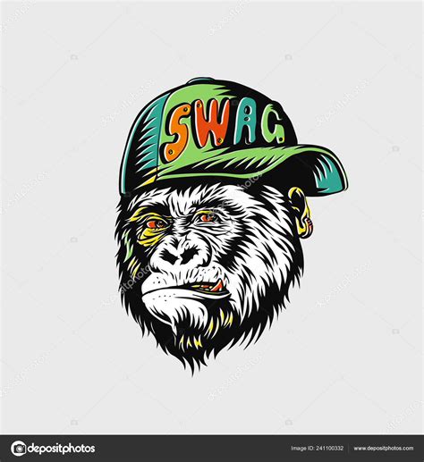 Swag Monkey Cap Monkey Modern Street Style Attributes Shirt Tatto Stock Vector Image by ...