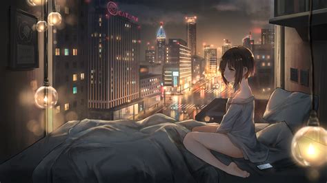 2560x1440 Anime Girl City Lights 4k 1440P Resolution ,HD 4k Wallpapers ...