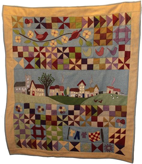 Patchwork quilt| Block of the Month| Wool quilt| patchwork| quilting| wool applique| village ...