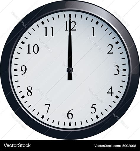 Wall clock set at 12 o clock Royalty Free Vector Image