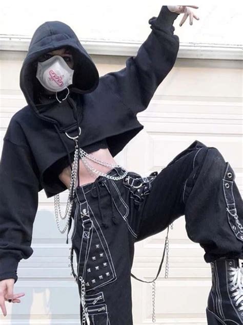 GOTHIC CHAINS CROP HOODIE | Edgy outfits, Aesthetic grunge outfit, Alt outfits