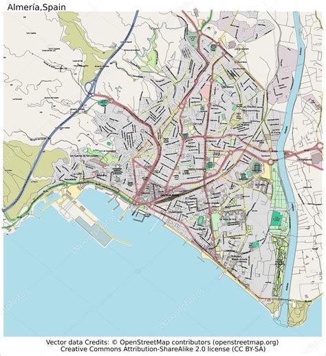 Almeria Spain city map — Stock Vector © JRTBurr #66540141