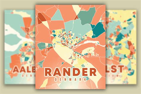 Randers Denmark Colorful Poster Map Graphic by Poster Boutique · Creative Fabrica