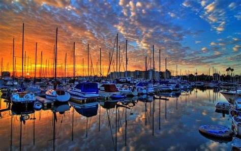 reflection, Clouds, Sea, Boat, Sunset Wallpapers HD / Desktop and Mobile Backgrounds