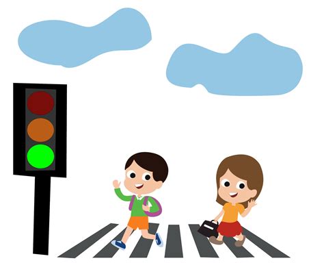 orderly child crossing the road at the cross road 7544768 Vector Art at Vecteezy