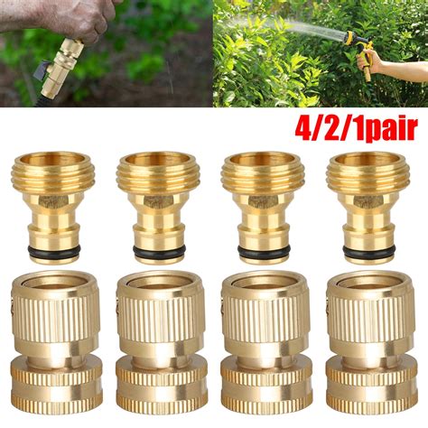 EEEKit Garden Hose Quick Connect Set, Solid Brass Quick Connector Male & Female, Garden Hose ...