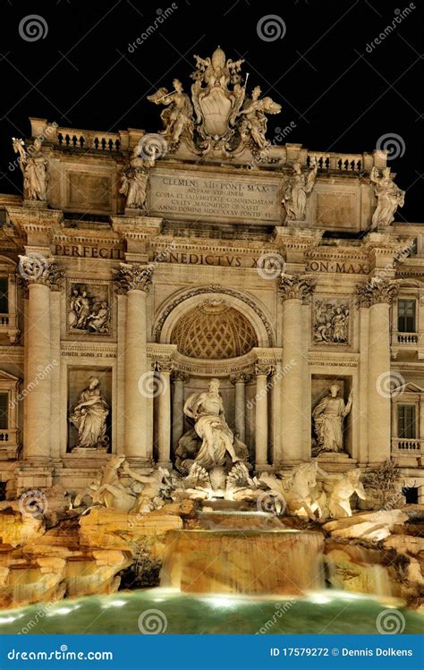 Trevi Fountain by Night stock photo. Image of italy, shield - 17579272