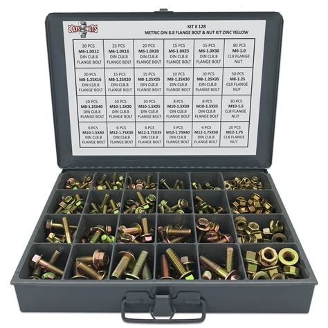 Metric Class 8.8 Hex Cap Flange Frame Bolts & Flange Nuts Assortment Kit - 429 Pieces - Walmart.com