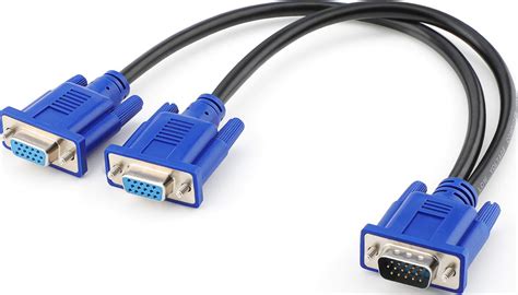 PASOW VGA Splitter Cable Dual VGA Monitor Y Cable 1 Male to 2 Female ...