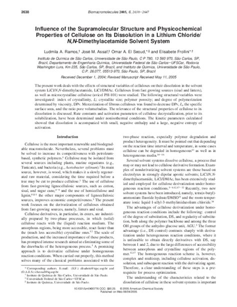 (PDF) Influence of the Supramolecular Structure and Physicochemical Properties of Cellulose on ...