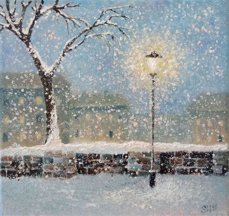 Painting winter landscape Snow evening oil painting – заказать на Ярмарке Мастеров – KM2PQCOM ...