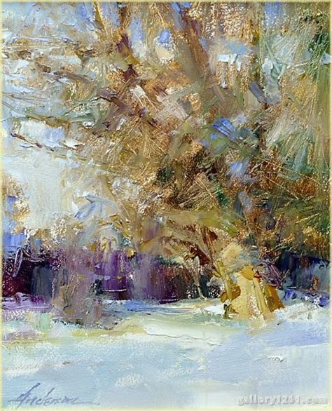 A Beautiful Painting of a Tree in the Snow