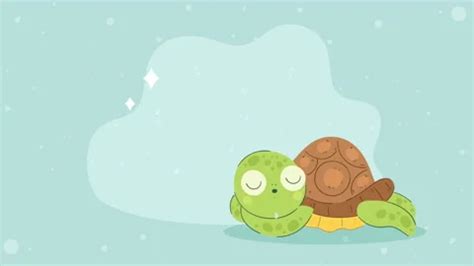 cute turtle sleeping character animation | Stock Video | Pond5