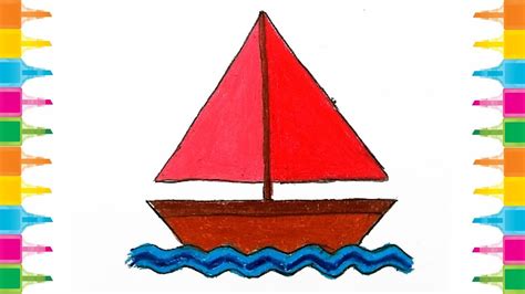 How to draw a simple Boat step by step | Learn Color for Kids | Easy Drawing for Kids - YouTube