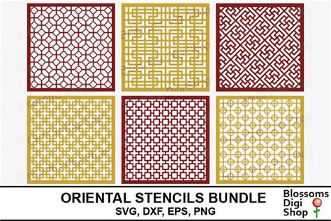 Oriental Stencil Bundle (72617) | Cut Files | Design Bundles