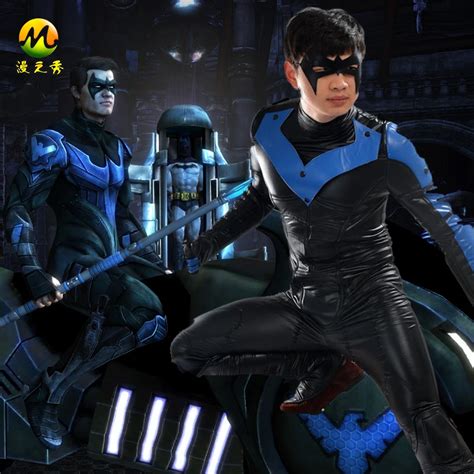 Batman Arkham City Nightwing Cosplay Costume Adult For Halloween Custom Made Available Superhero ...