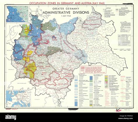 Map Showing Occupation Zones in Germany and Austria - July 1945 Stock Photo - Alamy