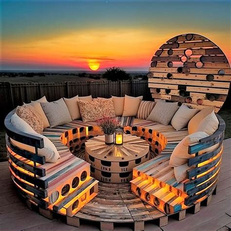 Outdoor Wood Pallet Furniture With Light And Garden Ideas - HOW TO MAKE ...