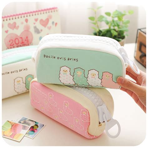 Large Capacity Cotton School Pencil Case Cute Stationery Kawaii Sheep ...