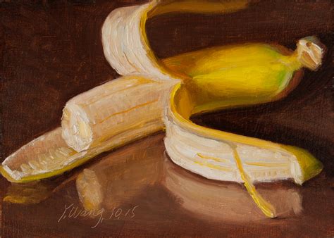 Wang Fine Art: a peeled banana still life small painting a day