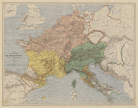 Vintage Carolingian Empire Map 1876 Drawing by Adam Shaw