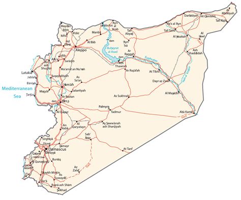 Syria Map - Cities and Roads - GIS Geography