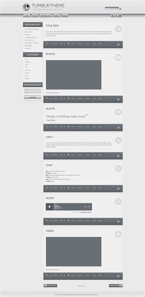 20 Tumblr Themes Pack, With Editable Sources In Photoshop (PSD) | Bypeople