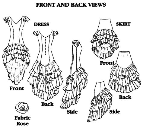 Folkwear Flamenco Dress & Practice Skirt w/Layers of Flounce Sewing Pattern #140 Great for ...