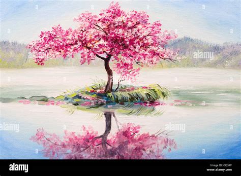 Cherry blossom - Sakura tree art - Watercolor original - Japanese style painting - Spring blooms ...