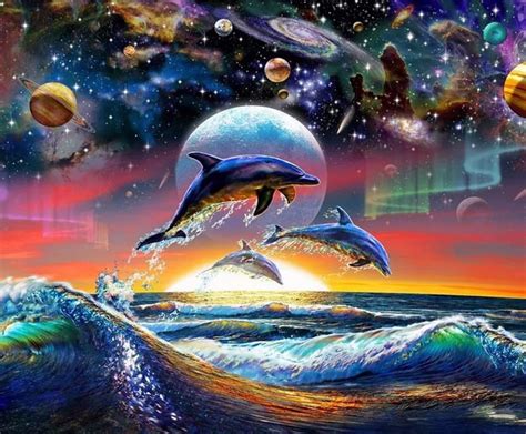 Dolphin art poster painting mural print living room decoration baby ...