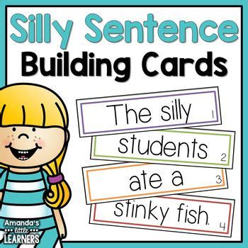 Silly Sentence Building Cards in 2021 | Silly sentences, Sight word ...