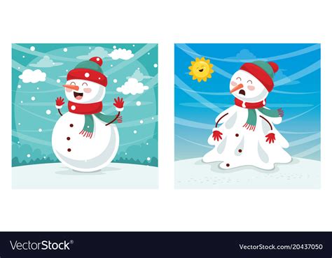 Snowman melting Royalty Free Vector Image - VectorStock