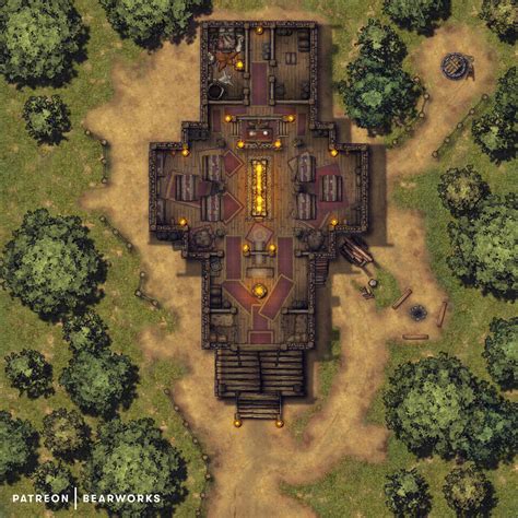 Mead Hall Interior | Battlemap | 40x40 by BearworksHQ on DeviantArt