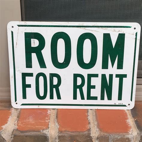 Room for Rent Vintage Metal Sign Green & White Industrial Decor