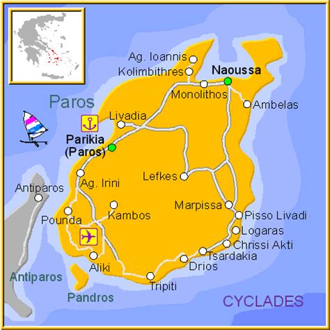 Detailed map of Paros, Greece