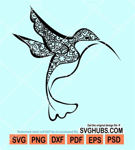 Bird mandala svg, bird zentangle svg, floral bird svg, flying bird clipart svg, flying bird ...